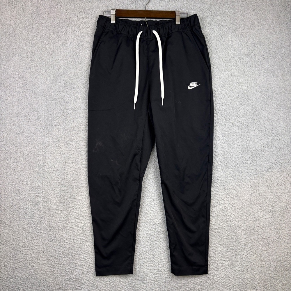 Nike Jogger Pants Mens Medium Black Swoosh Logo Drawstring Sportswear Athletic